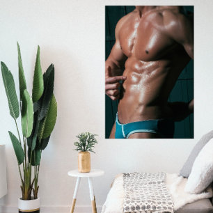 Blue Underwear Boy Hot Guy Poster