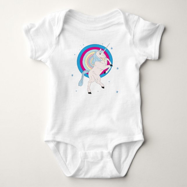Blue Unicorn Baby Bodysuit (Front)