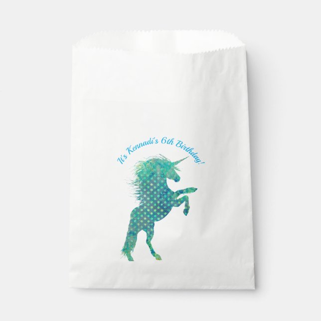 Blue Unicorn, Birthday Favour Bags (Front)