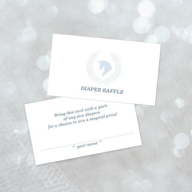 Blue Unicorn Bust Diaper Raffle Enclosure Card (Creator Uploaded)