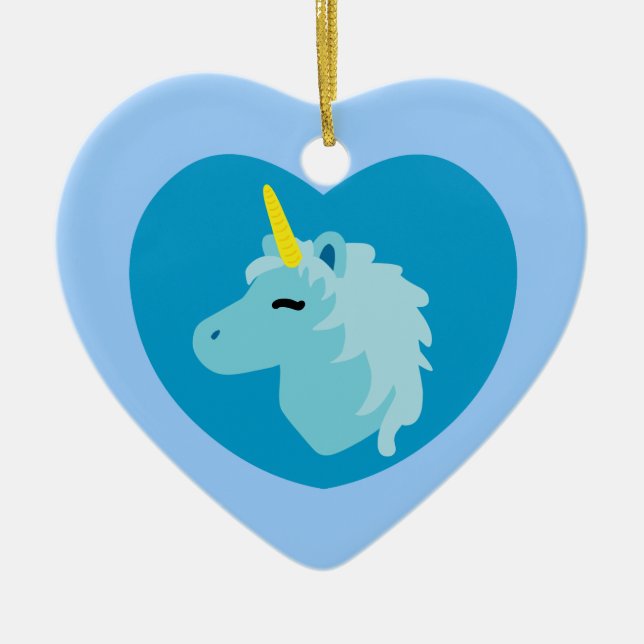 Blue Unicorn Ceramic Tree Decoration (Front)