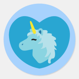 Blue Unicorn Classic Round Sticker