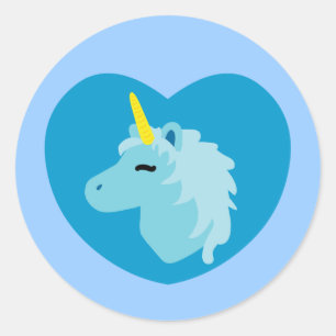 Blue Unicorn Classic Round Sticker