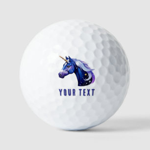 Blue Unicorn Head Portrait in Starry Night Space Golf Balls