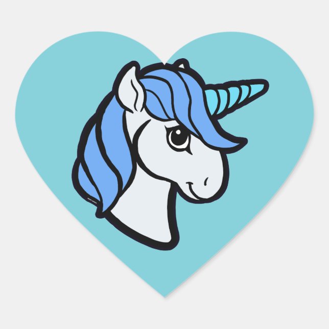 Blue Unicorn Heart Sticker (Front)