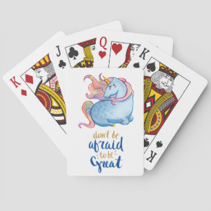 Blue Unicorn Inspirational Quote Playing Cards