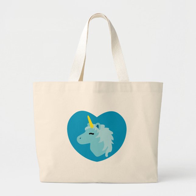 Blue Unicorn Large Tote Bag (Front)