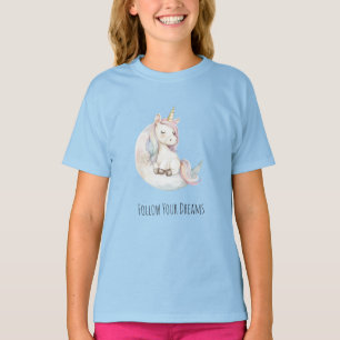 Blue Unicorn on Cloud Birthday T-Shirt