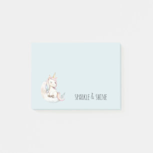 Blue Unicorn on Cloud Post-it Notes