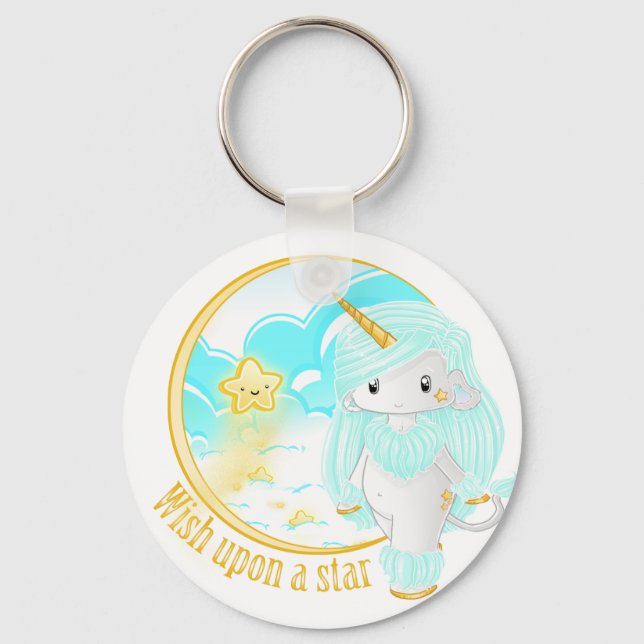 Blue Unicorn Po Key Ring (Front)