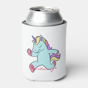 Blue Unicorn Running Thunder_Cove Can Cooler