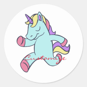Blue Unicorn Running Thunder_Cove Classic Round Sticker
