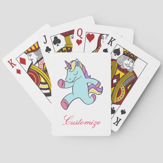 Blue Unicorn Running Thunder_Cove Playing Cards (Back)