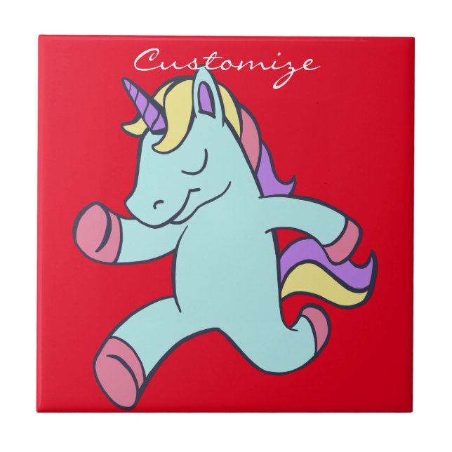 Blue Unicorn Running Thunder_Cove Tile (Front)