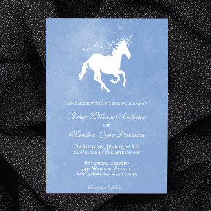 Blue Unicorn Wedding Invitation