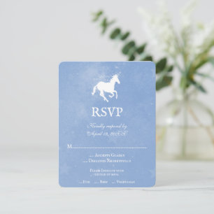 Blue Unicorn Wedding RSVP Card