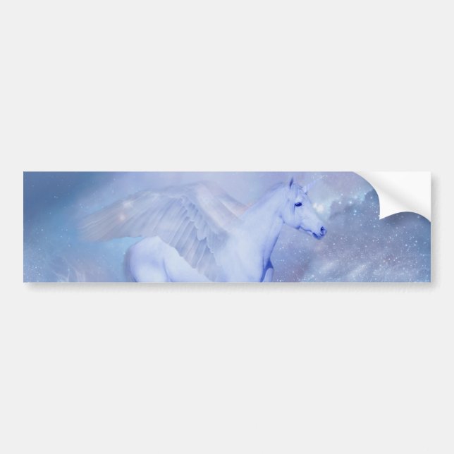 Blue Unicorn with wings fantasy Bumper Sticker (Front)