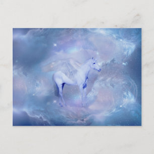 Blue Unicorn with wings fantasy Postcard