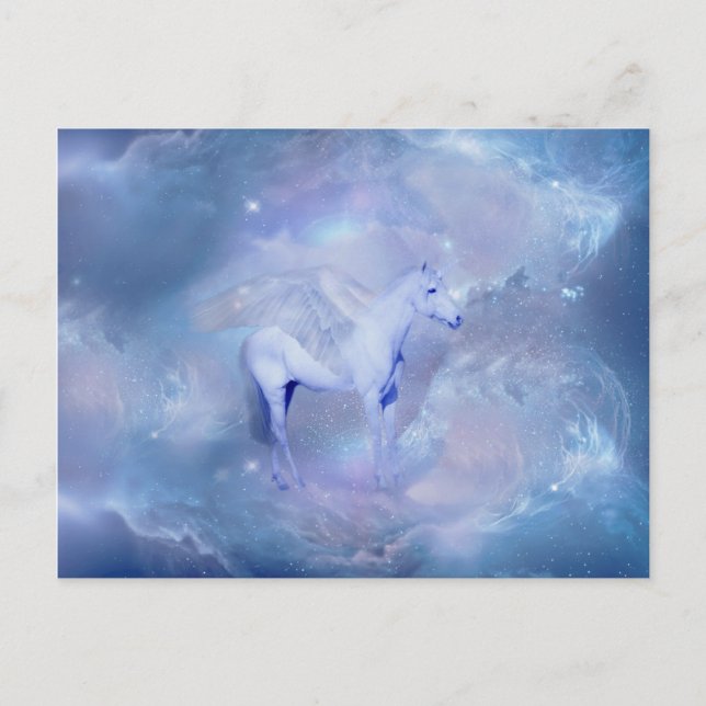 Blue Unicorn with wings fantasy Postcard (Front)