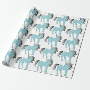 Blue Unicorn Wrapping Paper