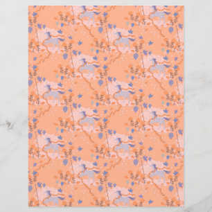 Blue unicorns on an orange background Paper Sheet