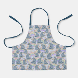 Blue Unicorns With Rainbows Apron