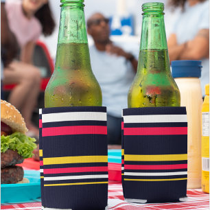 Blue Uniform Stripes Can Cooler