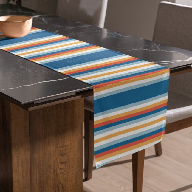Blue Uniform Stripes Long Table Runner (table runner)