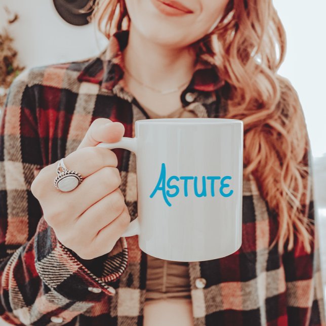 Blue unique Hand Lettered Vocabulary Astute Two-Tone Coffee Mug (Creator Uploaded)