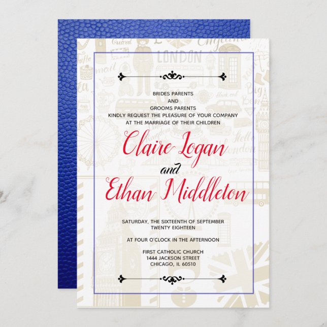 Blue United Kingdom Passport Invitation (Front/Back)