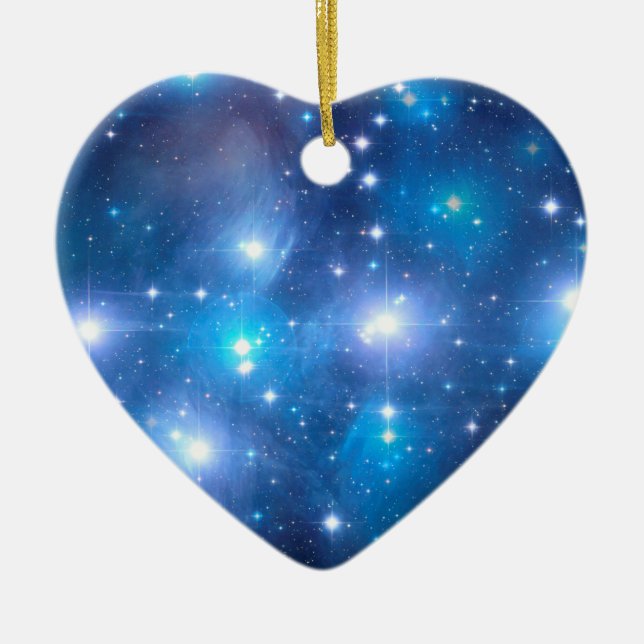 Blue Universe Stars + your ideas Ceramic Tree Decoration (Front)