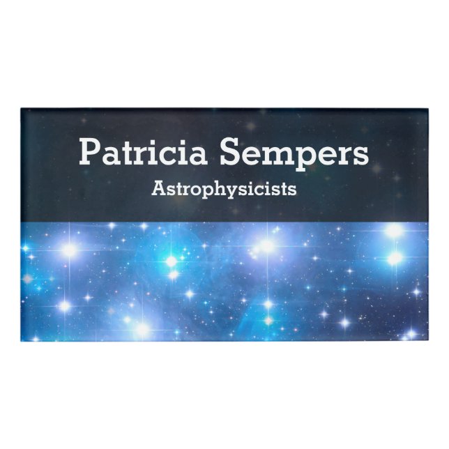 Blue Universe Stars + your ideas Name Tag (Front)