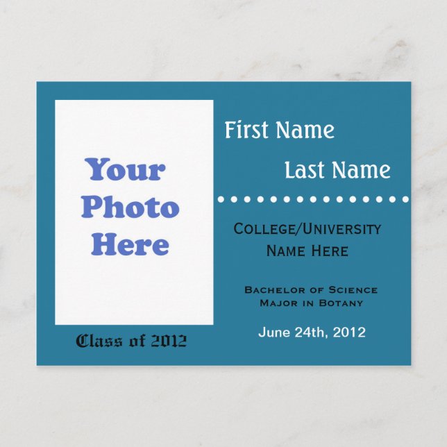 Blue university graduation announcement (Front)