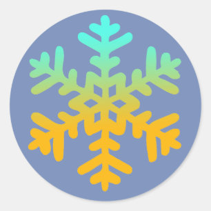 Blue Urange Snowflake Sticker