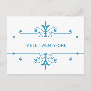Blue v2 Fancy Ornamental Table Number Postcard