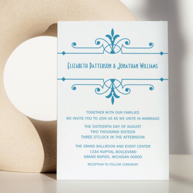 Blue v2 Fancy Ornamental Wedding Invite (Blue v2 Fancy Ornamental Wedding Invite)