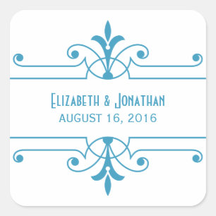 Blue v2 Fancy Ornamental Wedding Stickers