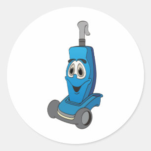 Blue Vacuum Cleaner Classic Round Sticker