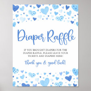 Blue Valentine Baby Shower Diaper Raffle Sign