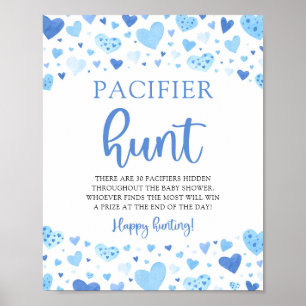 Blue Valentine Baby Shower Pacifier Hunt Sign