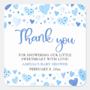 Blue Valentine Boy Little Sweetheart Baby Shower Square Sticker