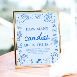 Blue Valentine Guess How Many Candies Baby Shower  Poster