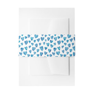 Blue Valentine Heart Belly Band Invitation Belly Band