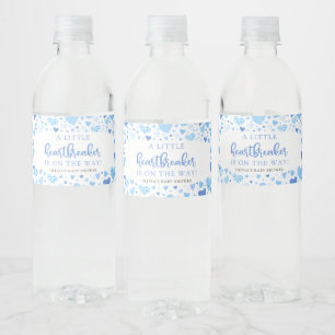 Blue Valentine Little Heartbreaker Baby Shower Water Bottle Label