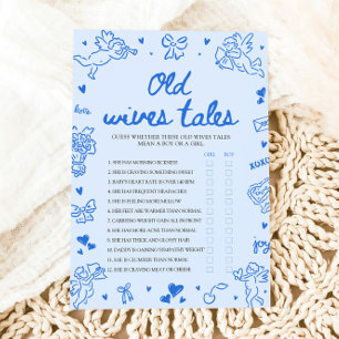 Blue Valentine Old Wives Tales Baby Shower Game Invitation