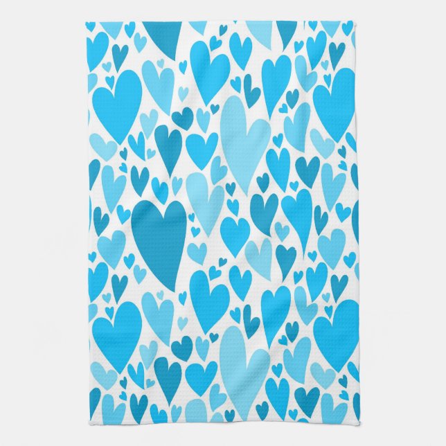 Blue Valentine's hearts Kitchen Towel (Vertical)