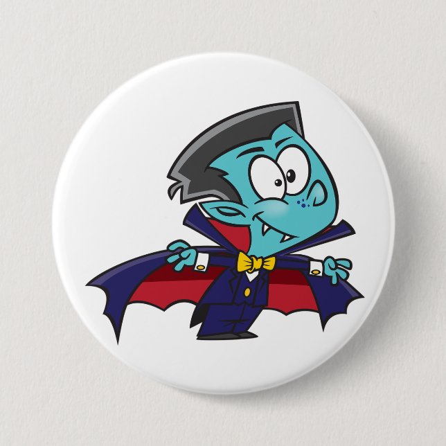 Blue Vampire Boy with Cape Cute Dracula 7.5 Cm Round Badge (Front)