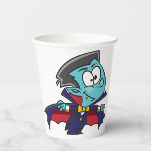 Blue Vampire Boy with Cape Cute Dracula Paper Cups