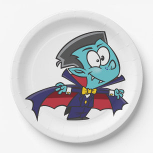 Blue Vampire Boy with Cape Cute Dracula Paper Plate