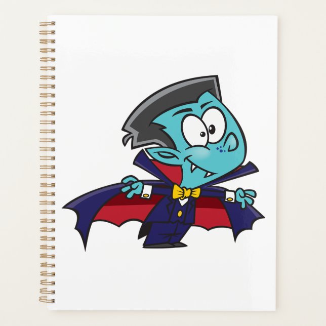 Blue Vampire Boy with Cape Cute Dracula Planner (Front)